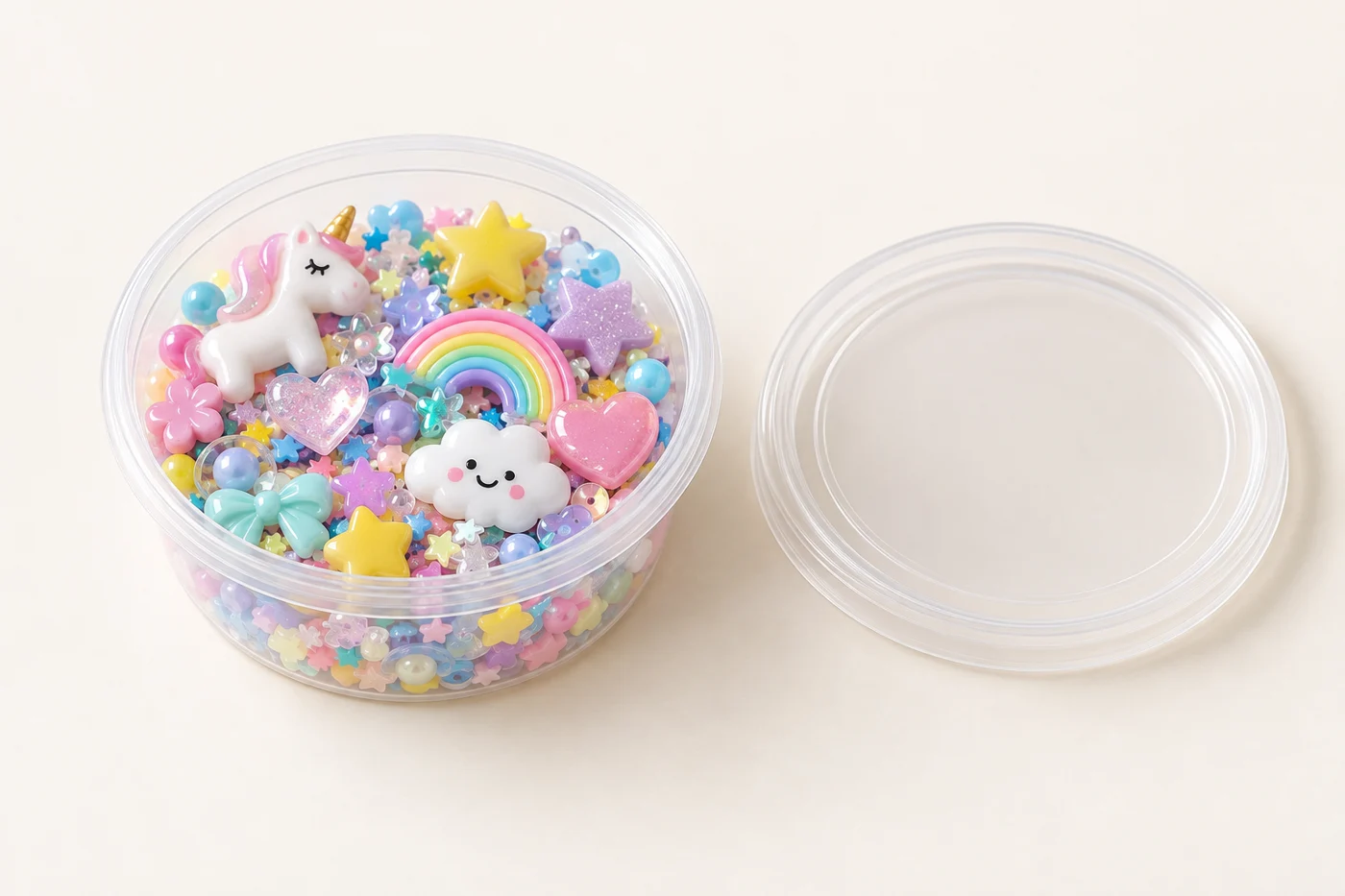 Charms de arcoíris y pequeños personajes