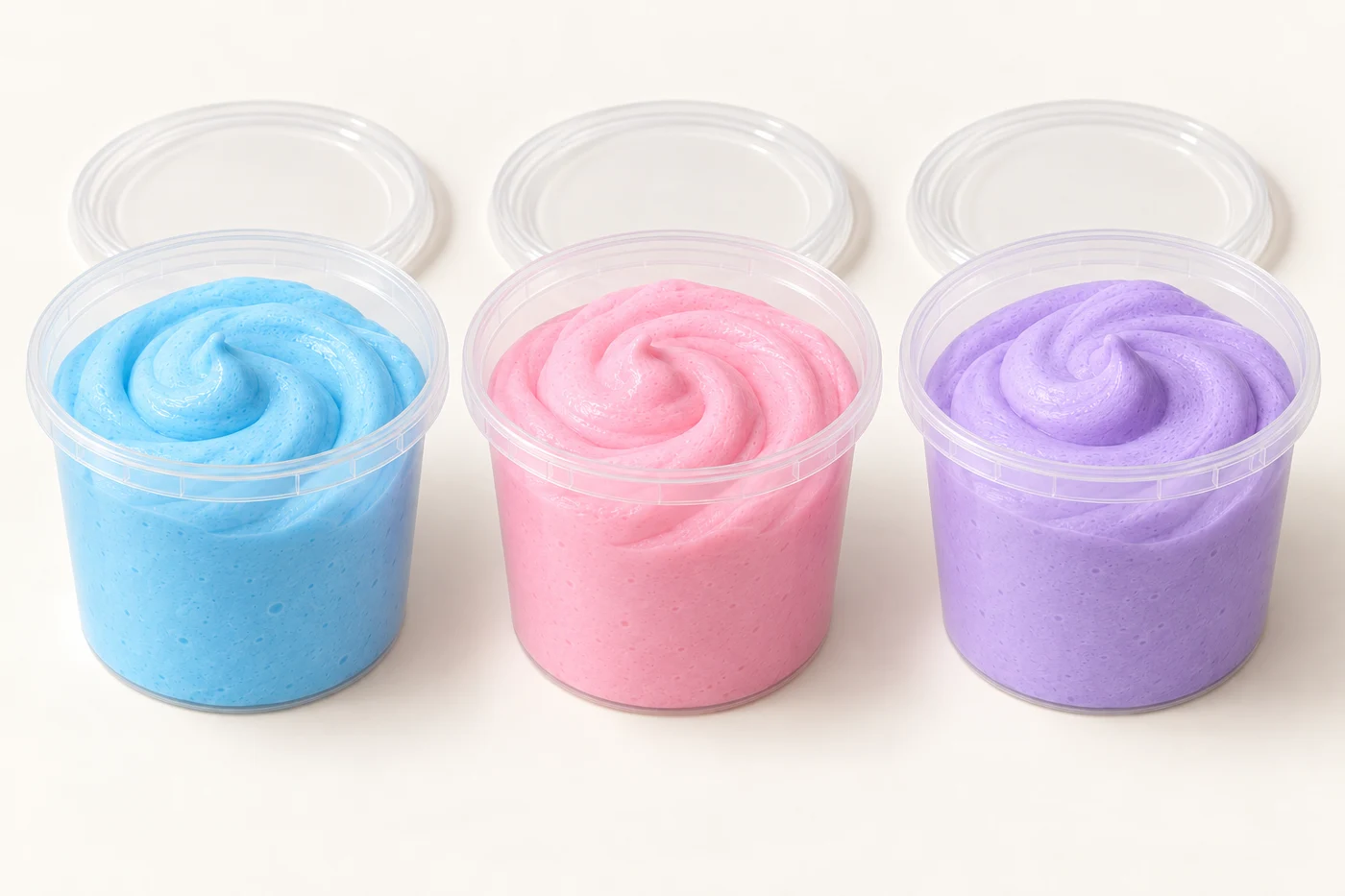 Slimes celeste, rosa y lila listos para personalizar